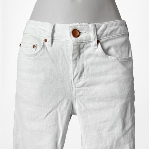 ASOS White High Waisted Distressed Ripped Knees Skinny Denim Jeans Size 24/XS - Picture 6 of 8